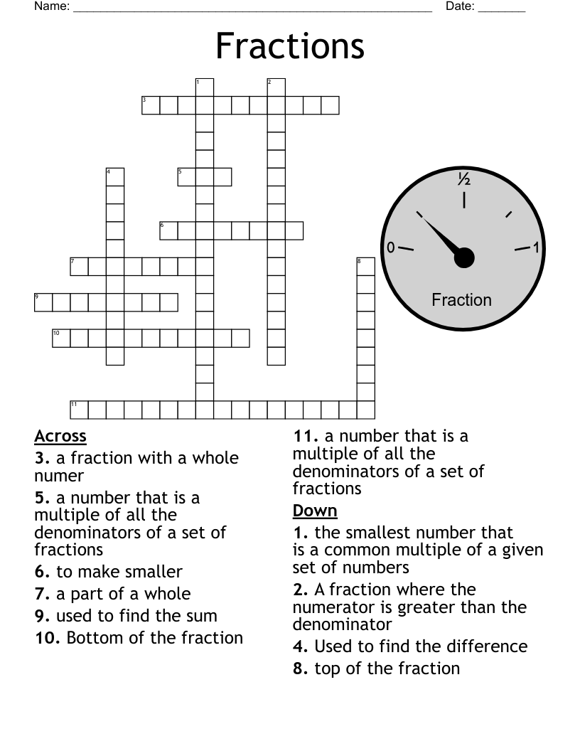 Fractions Crossword