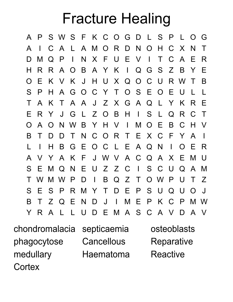 Fracture Healing  Word Search
