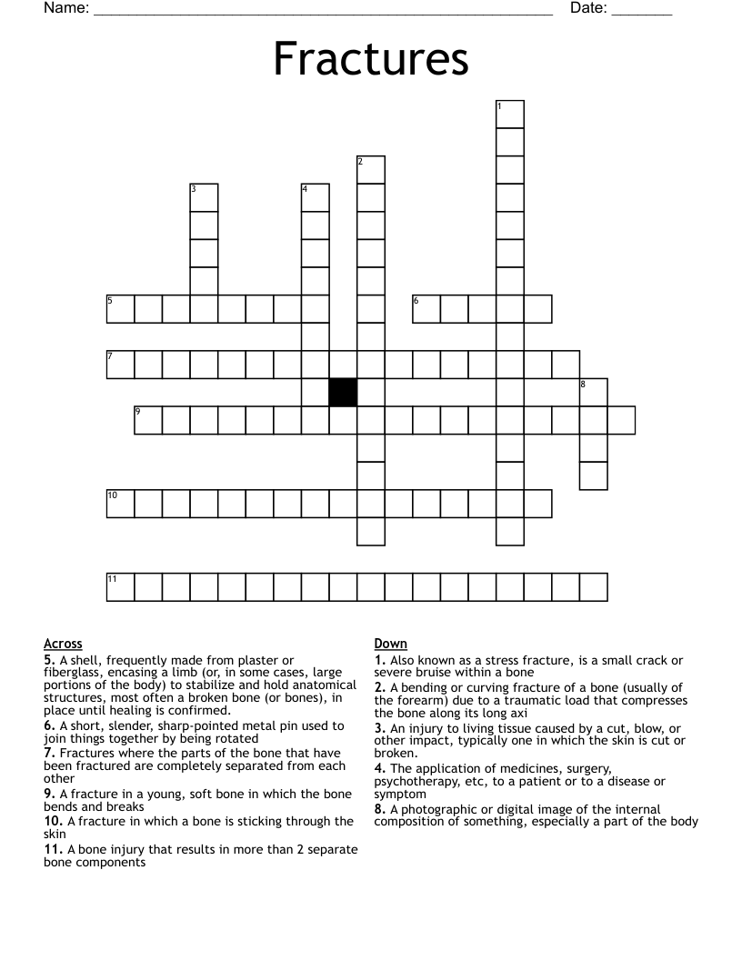 Fractures Crossword
