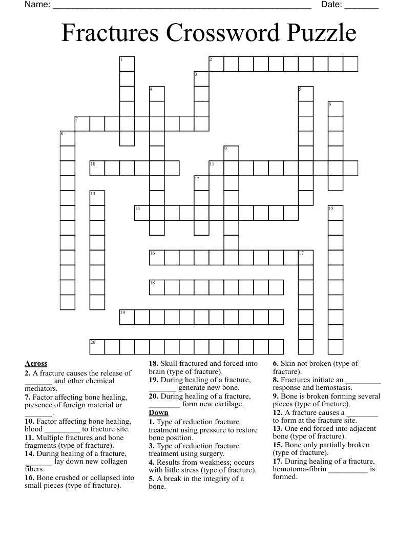 Fractures Crossword Puzzle 