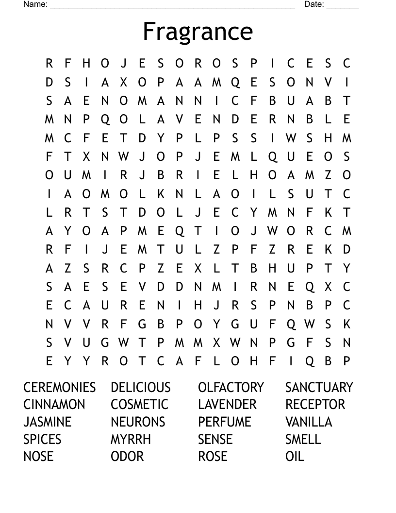 Fragrance Word Search