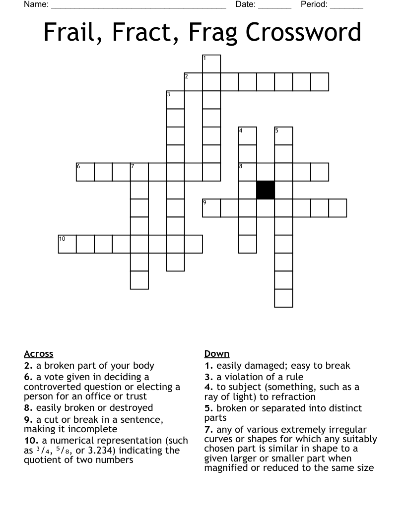 Frail, Fract, Frag Crossword