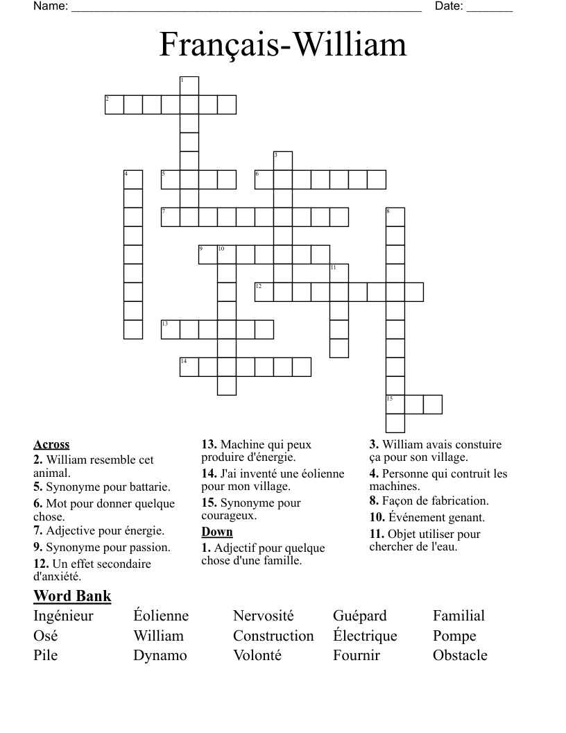 Français-William Crossword