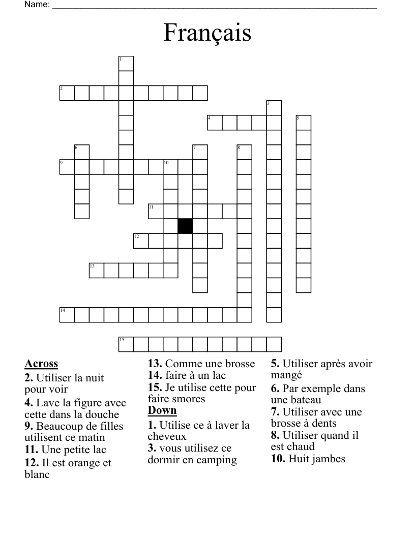 Français Crossword