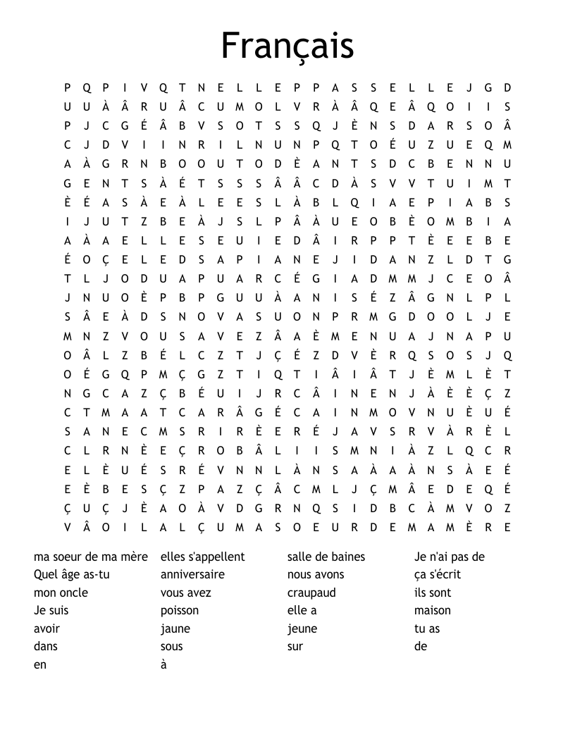 Français Word Search