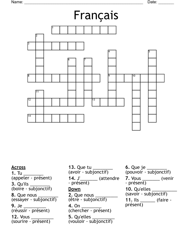 Français Crossword