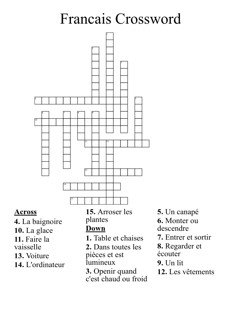 Francais Crossword