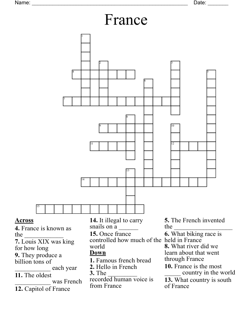 France Crossword