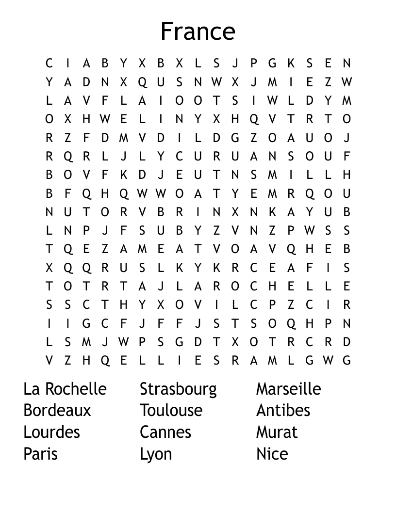 France Word Search