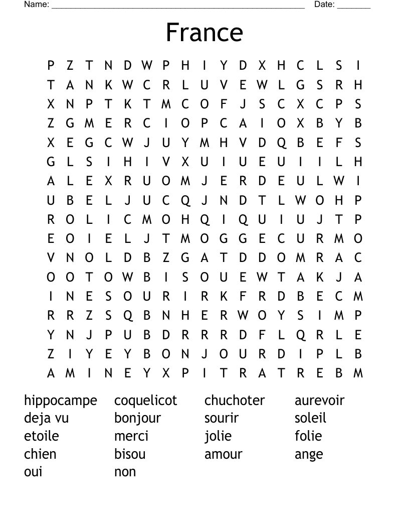 France Word Search