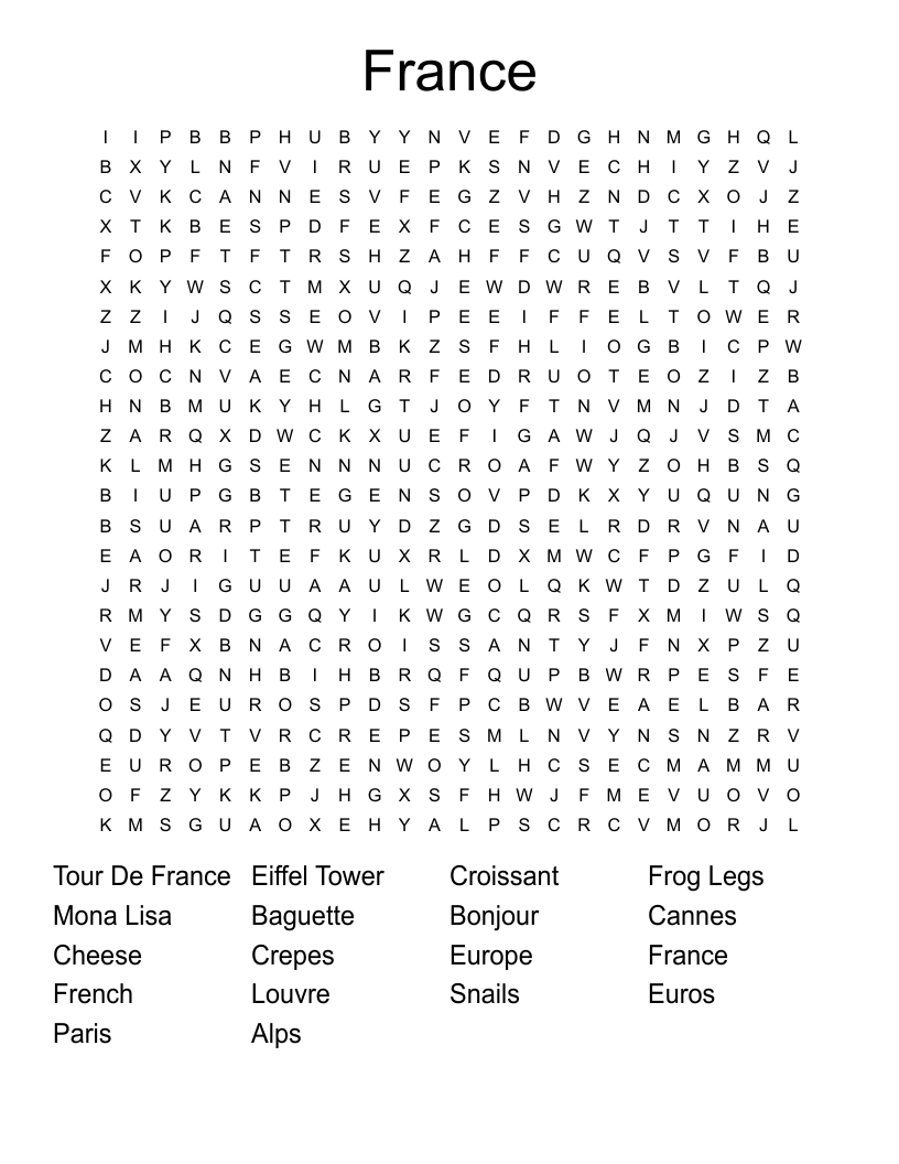 France  Word Search