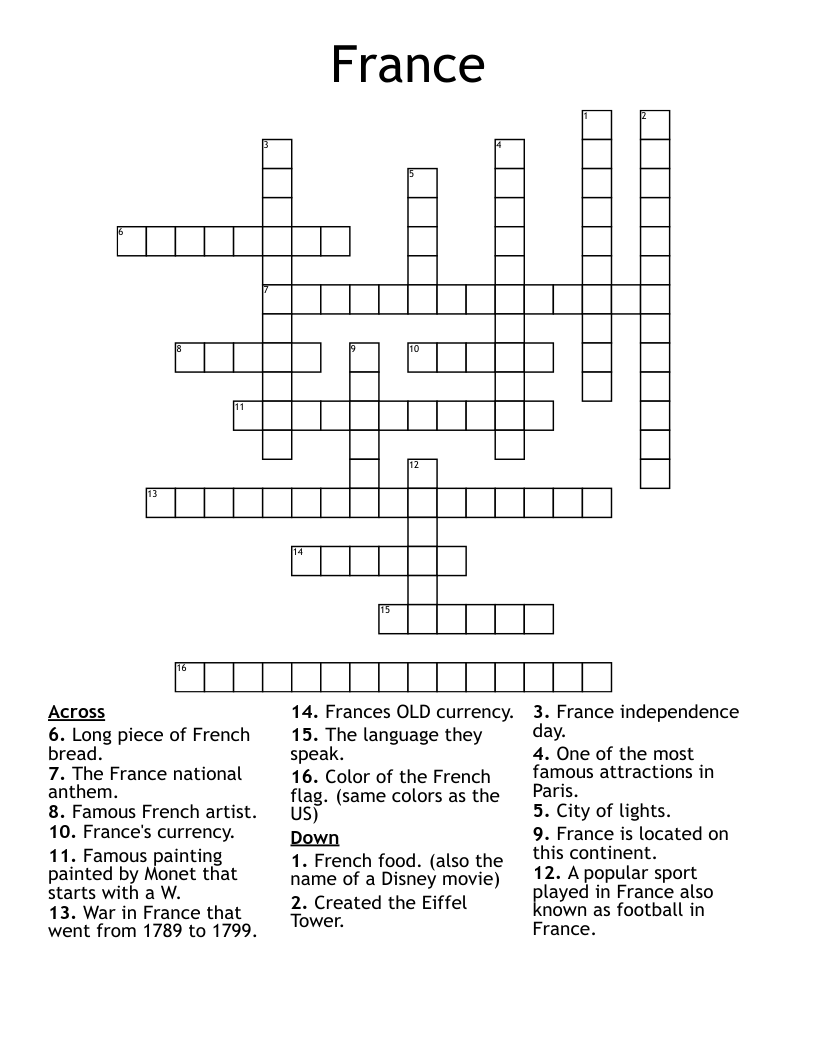 France  Crossword