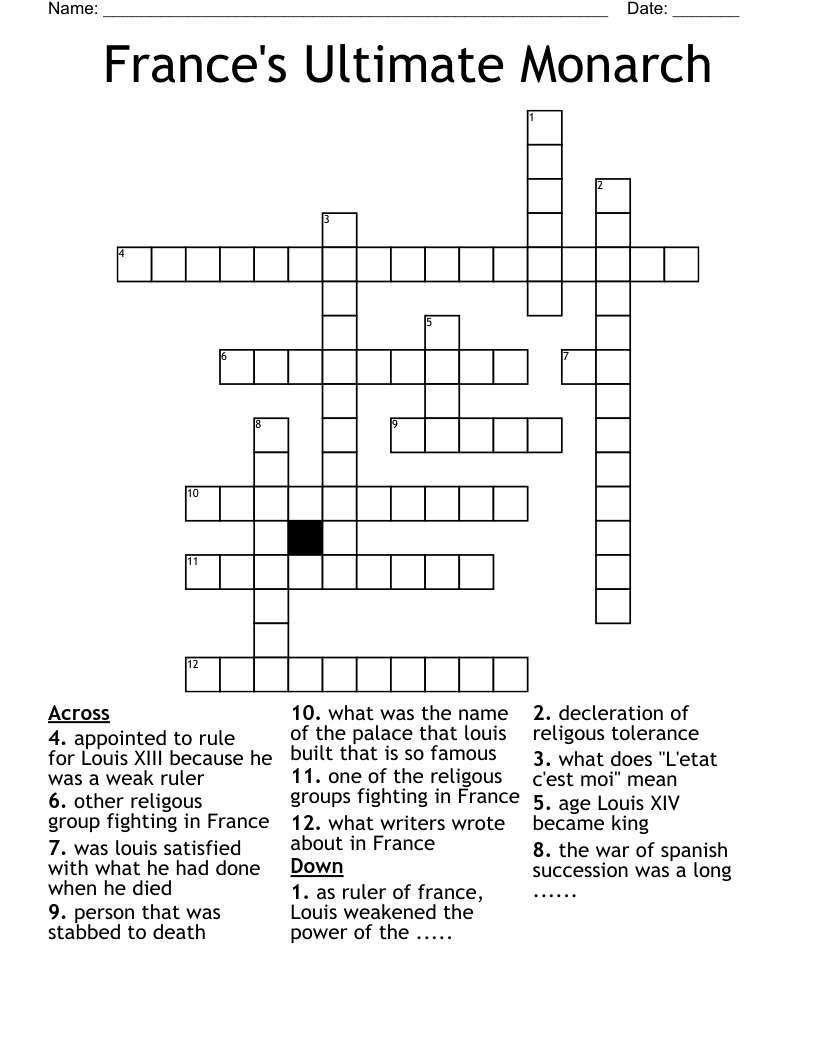 France's Ultimate Monarch Crossword