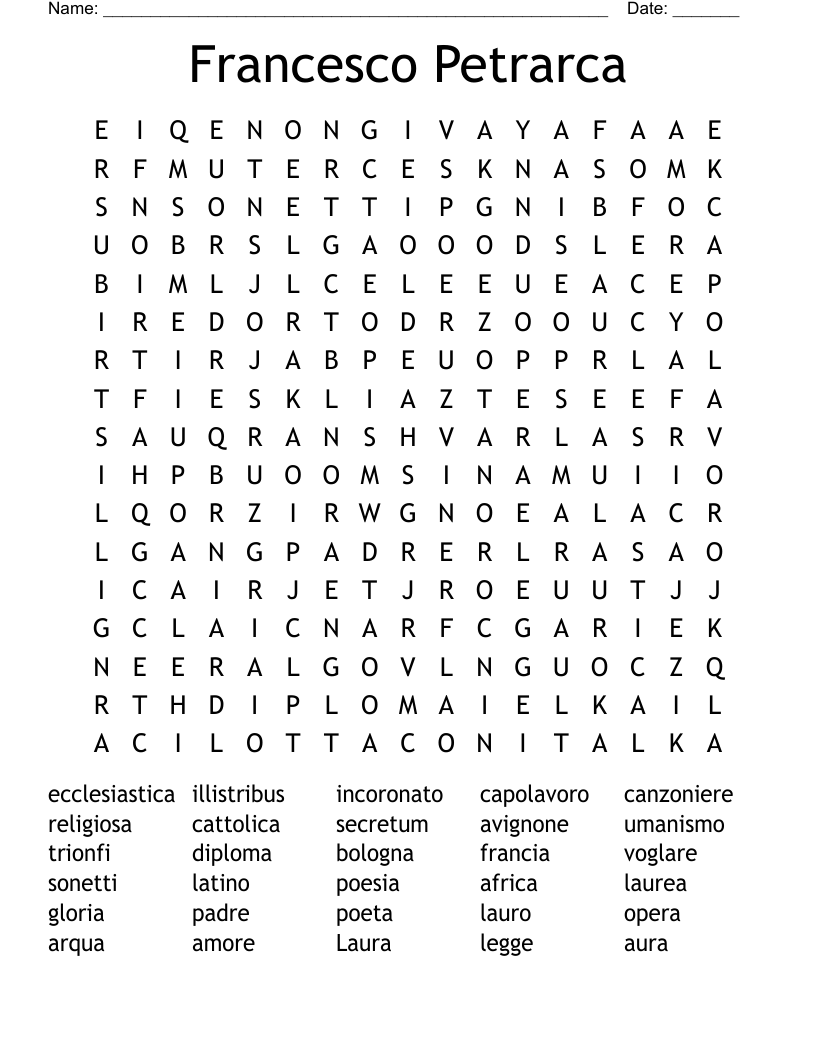Francesco Petrarca Word Search