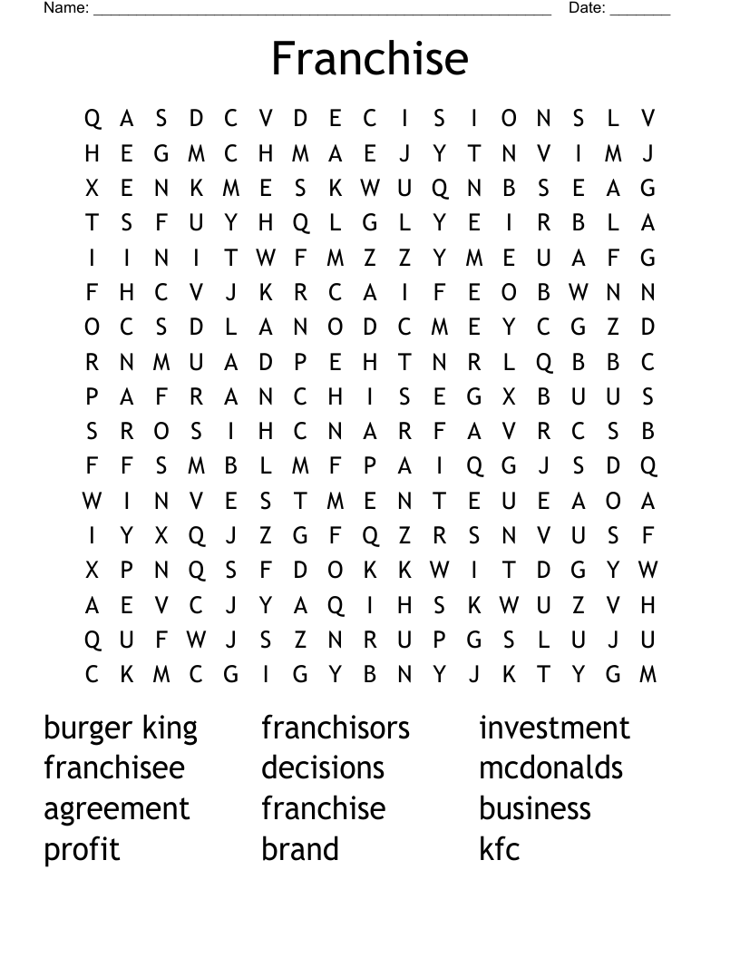 Franchise Word Search