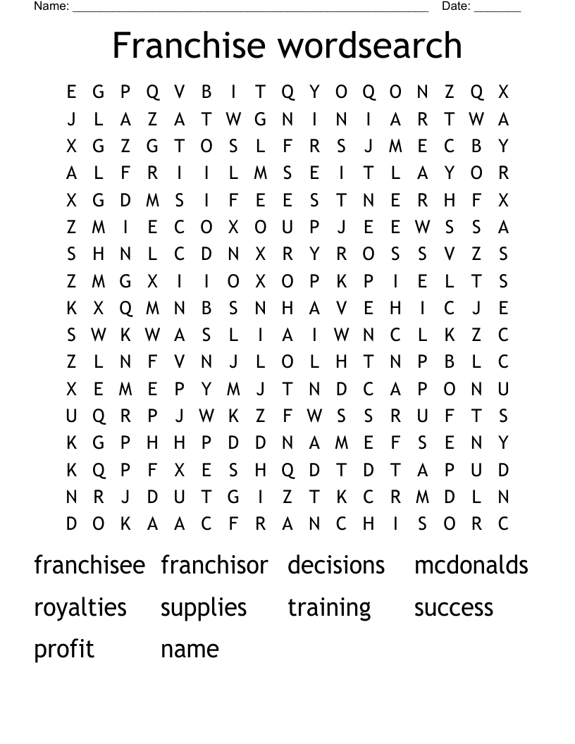 Franchise wordsearch