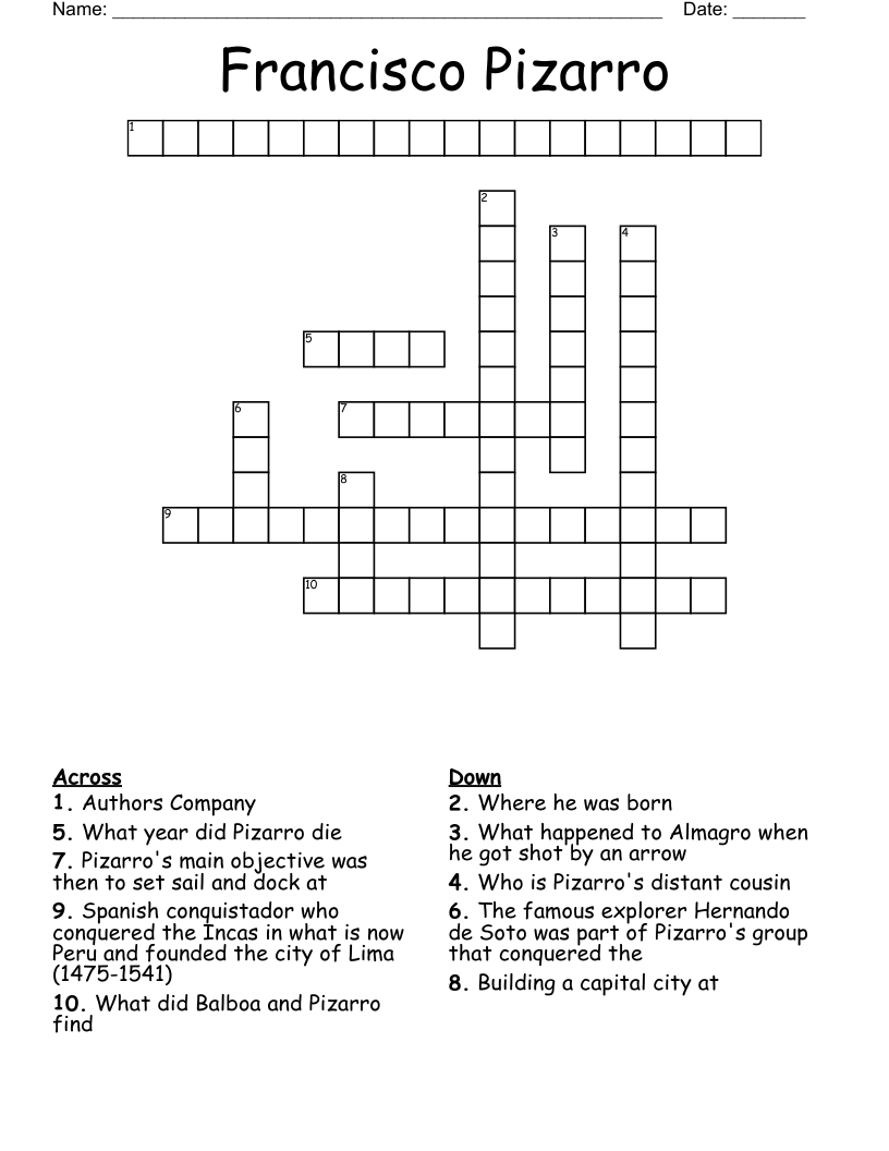 Francisco Pizarro Crossword