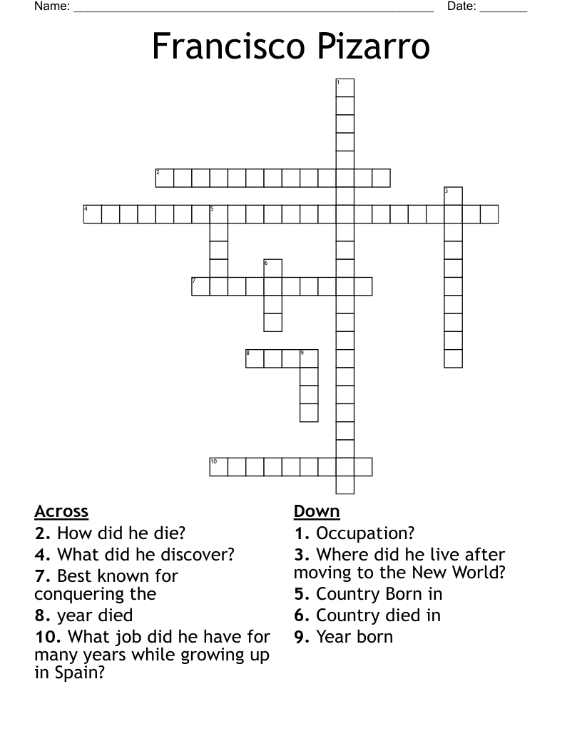 Francisco Pizarro Crossword