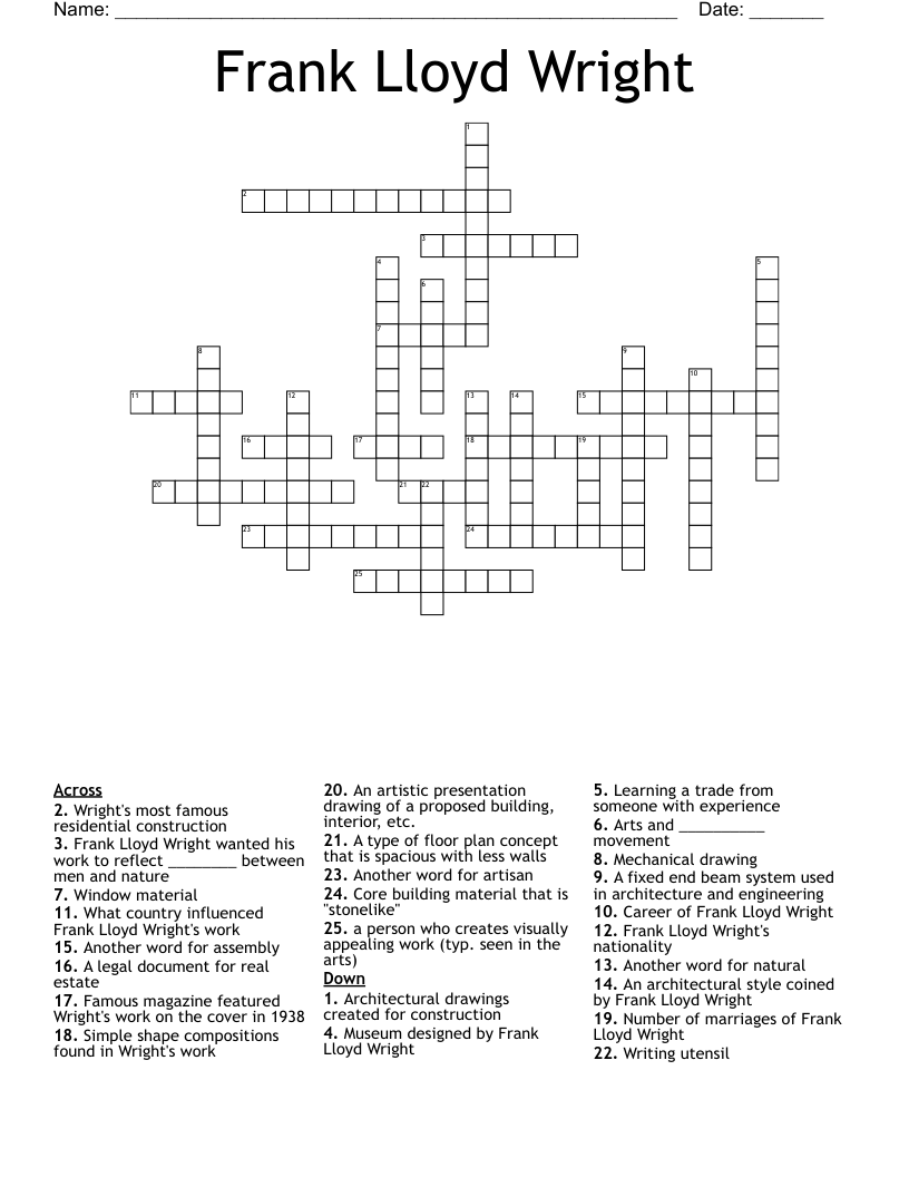 Frank Lloyd Wright Crossword