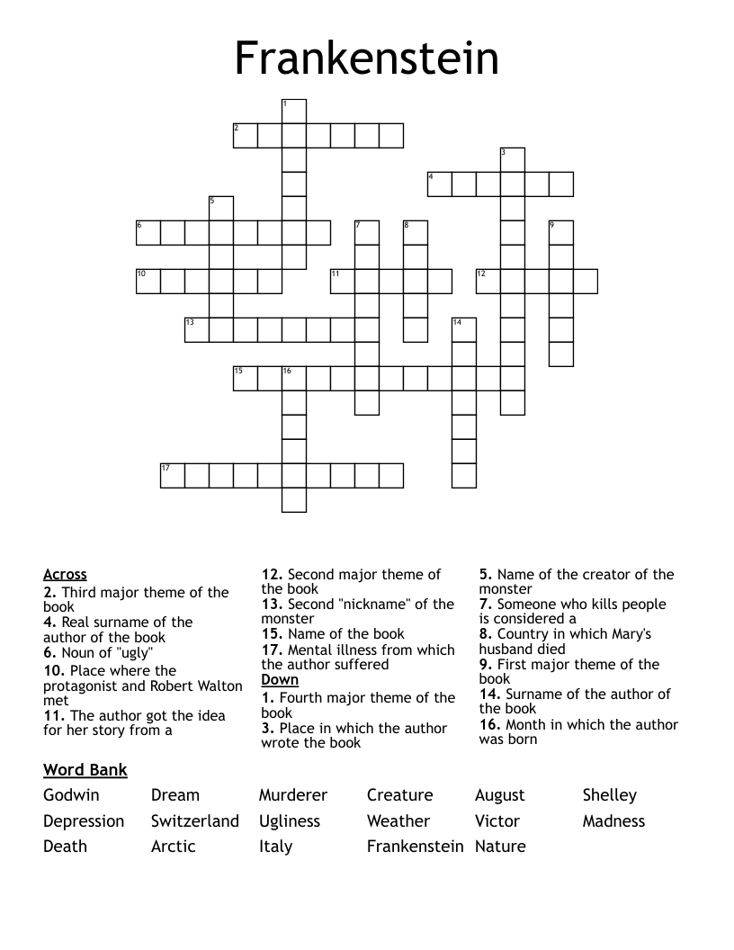 Frankenstein Crossword