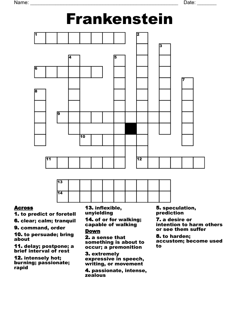 Frankenstein Crossword