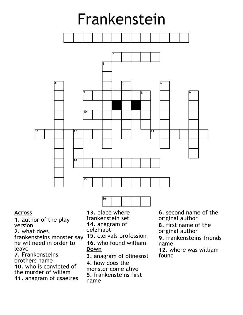 Frankenstein Crossword