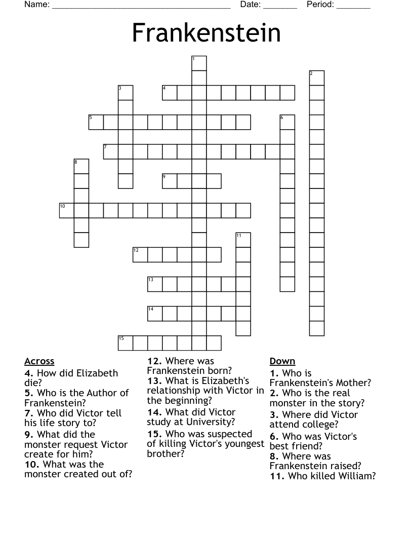 Frankenstein Crossword