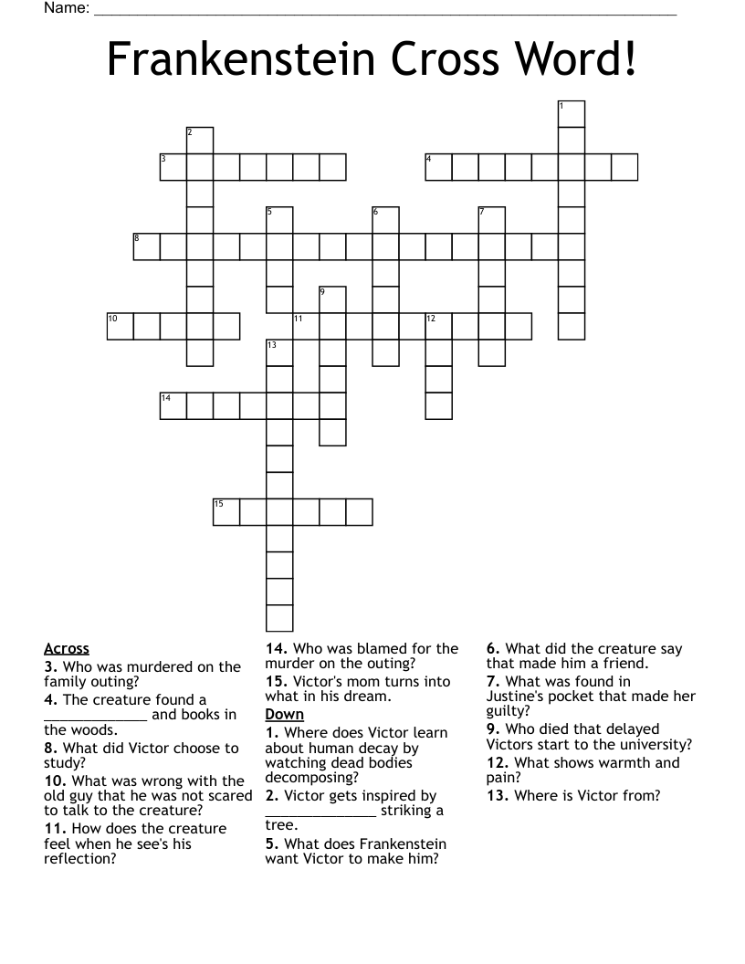 Frankenstein Cross Word!