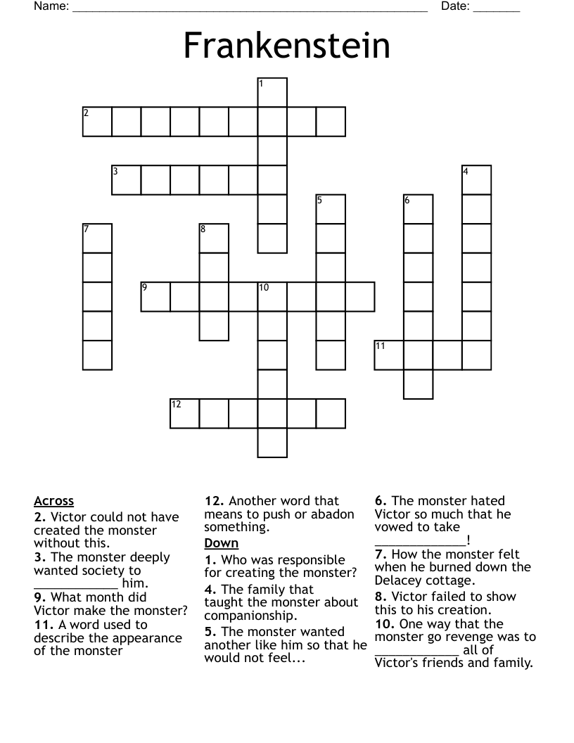 Frankenstein  Crossword