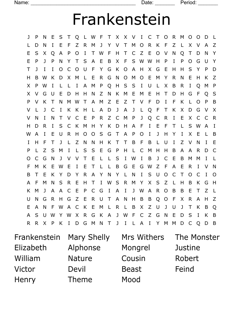 Frankenstein  Word Search