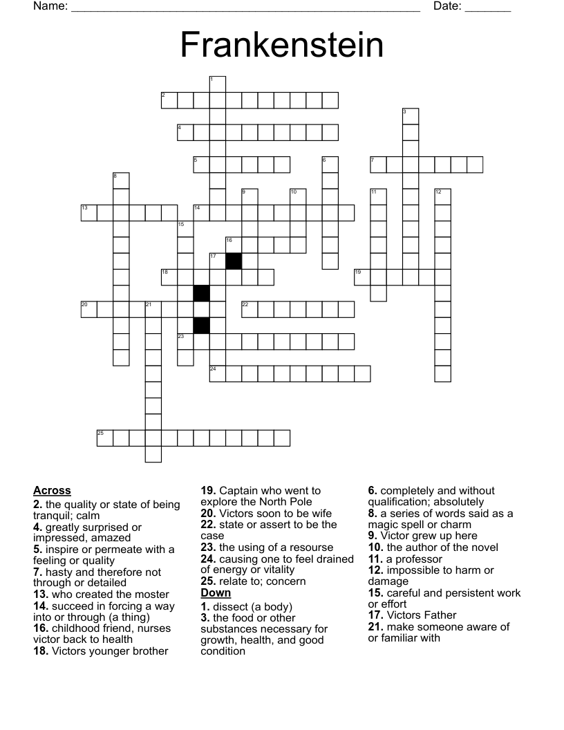 Frankenstein  Crossword