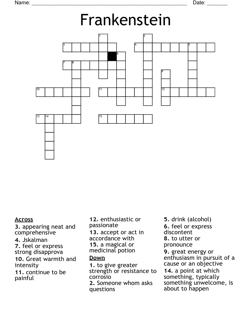 Frankenstein  Crossword
