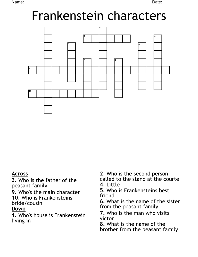 Frankenstein characters Crossword