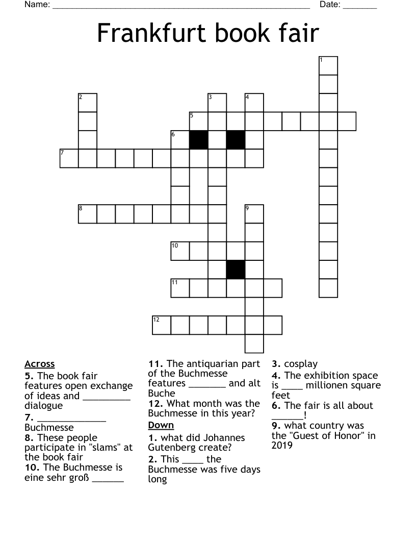 Frankfurt book fair Crossword