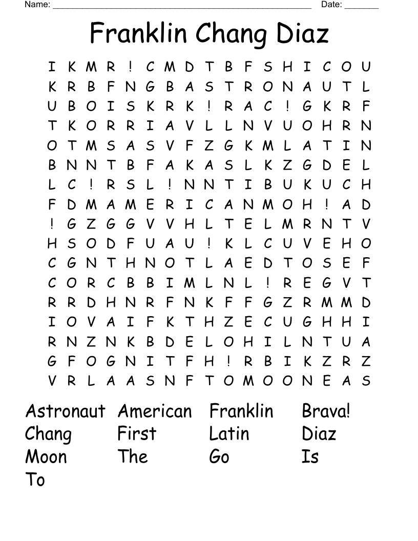 Franklin Chang Diaz Word Search