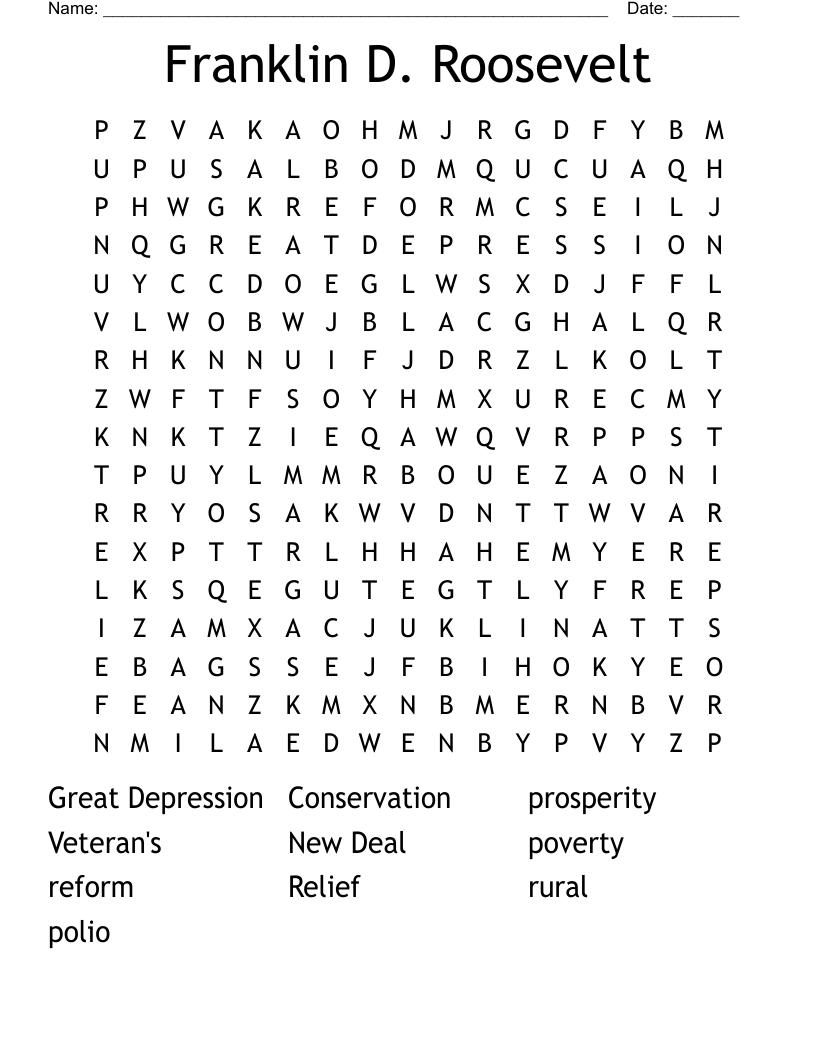 Franklin D. Roosevelt Word Search