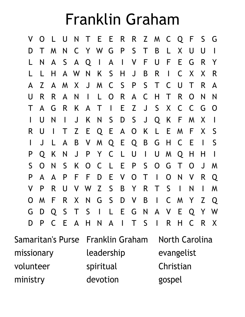 Franklin Graham Word Search