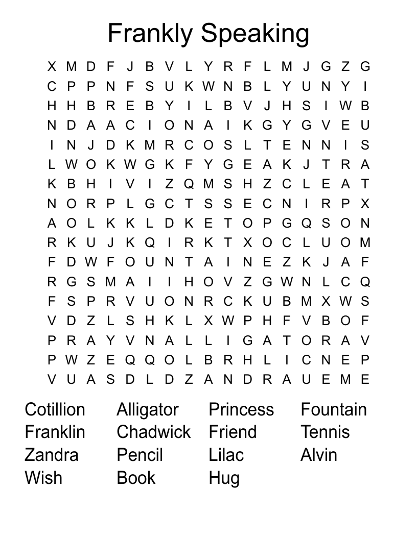 Frankly Speaking Word Search