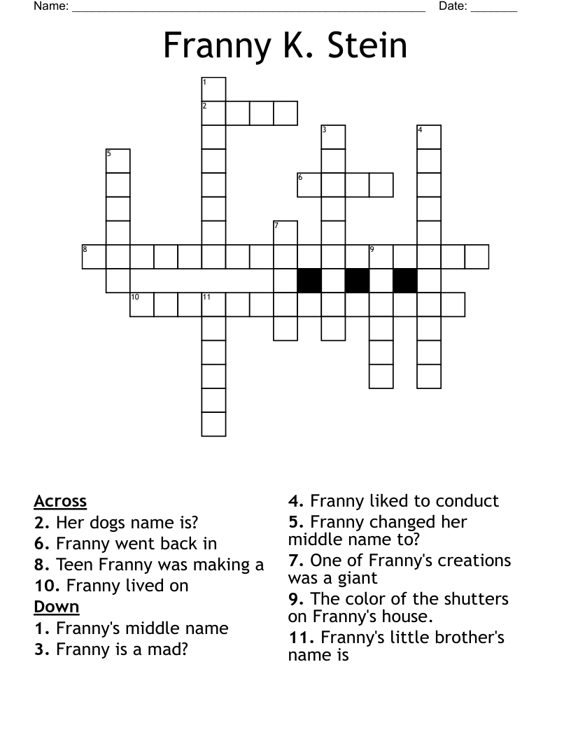 Franny K. Stein Crossword