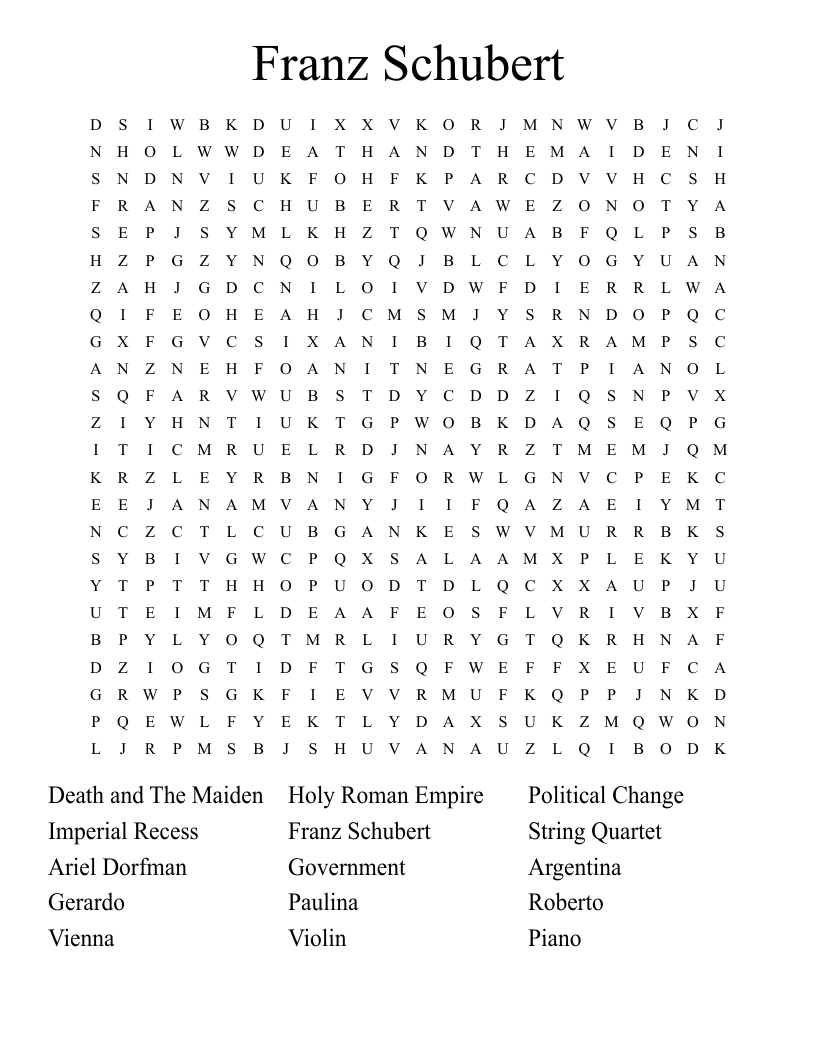 Franz Schubert Word Search