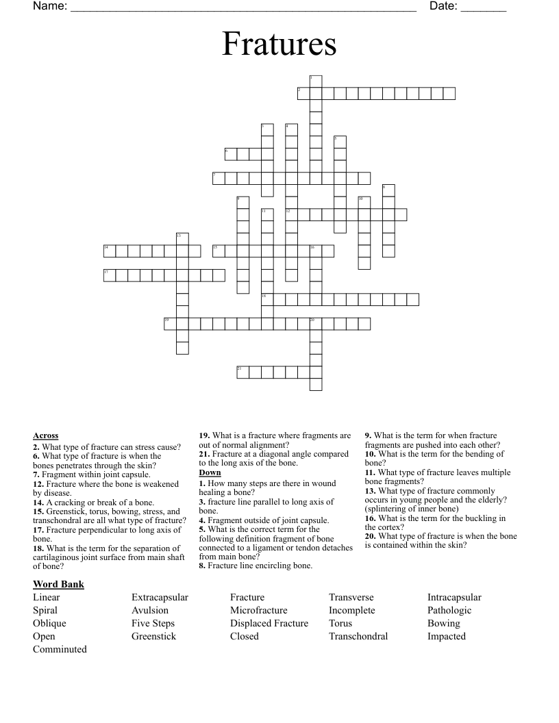 Fratures Crossword