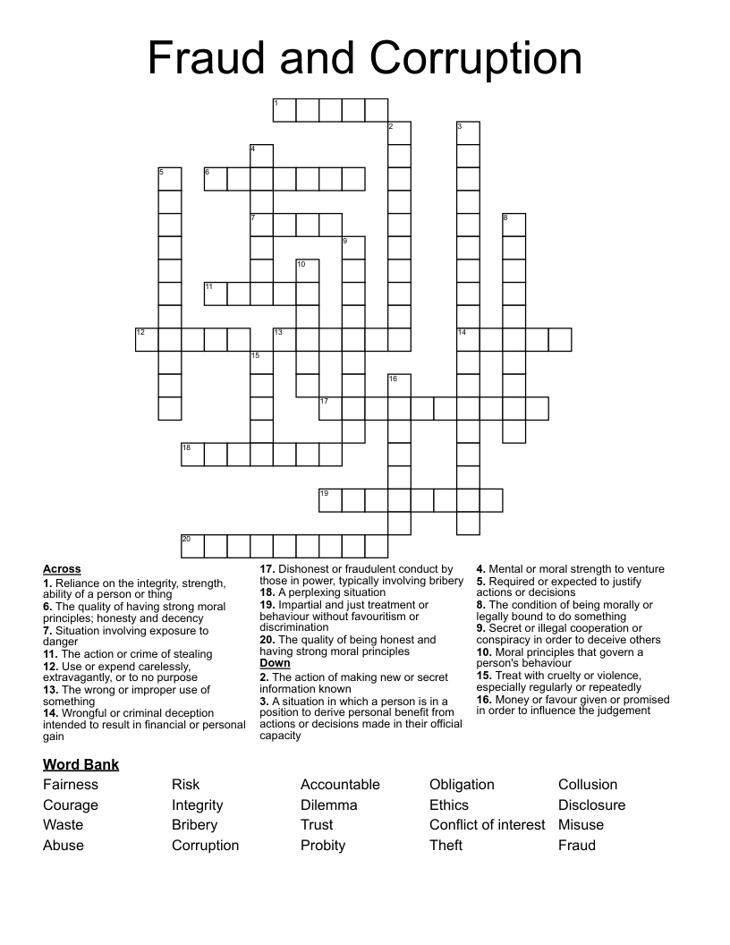 Fraud and Corruption Crossword