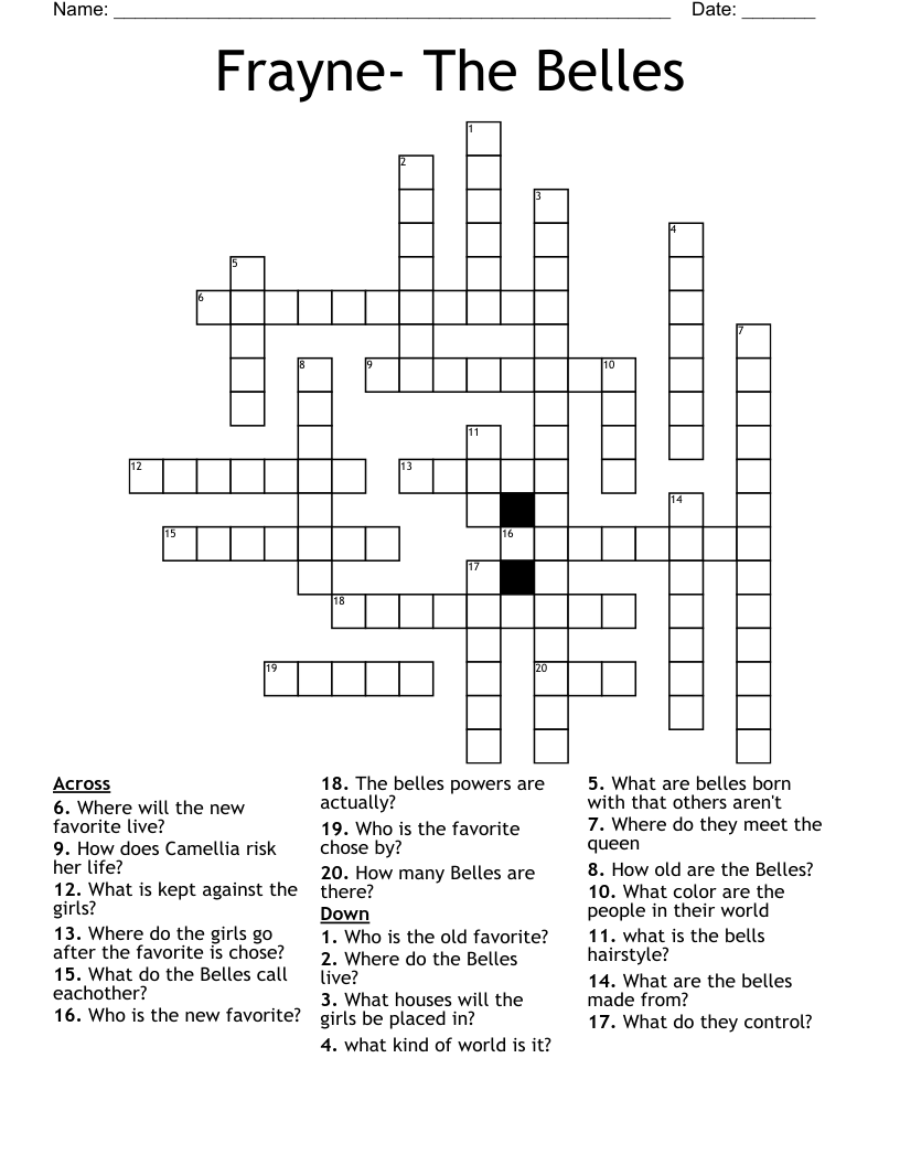 Frayne- The Belles Crossword