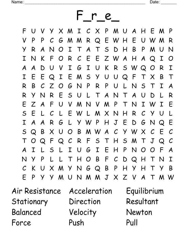 F_r_e_ Word Search