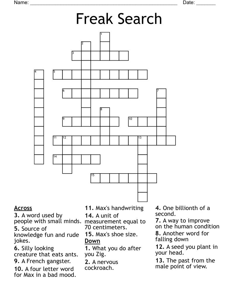 Freak Search Crossword