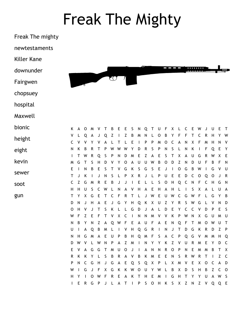 Freak The Mighty Word Search