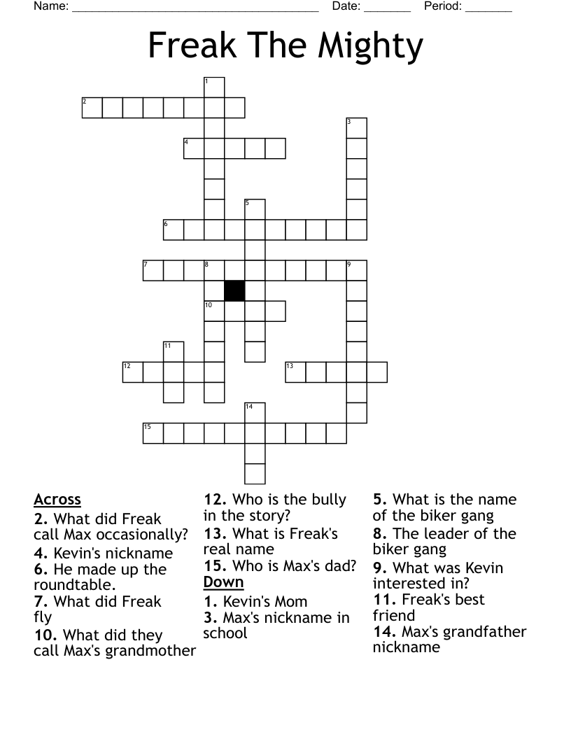 Freak The Mighty Crossword