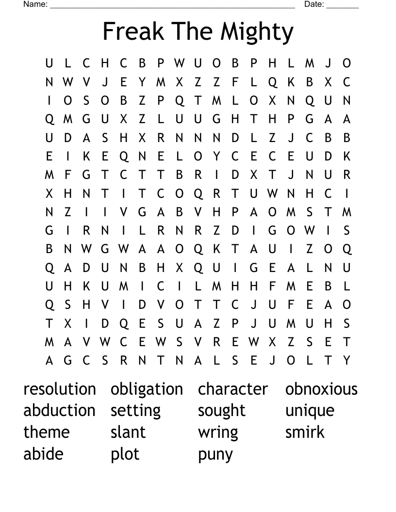 Freak The Mighty Word Search