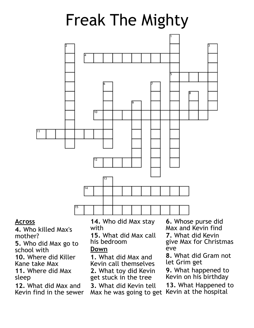Freak The Mighty Crossword