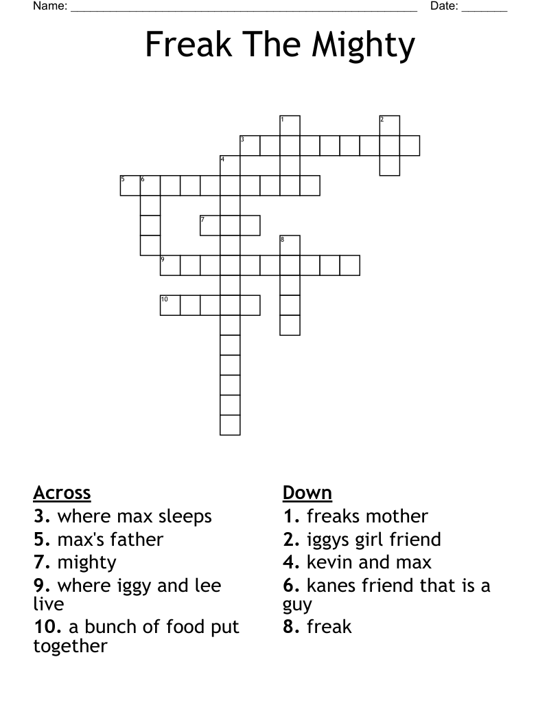 Freak The Mighty Crossword